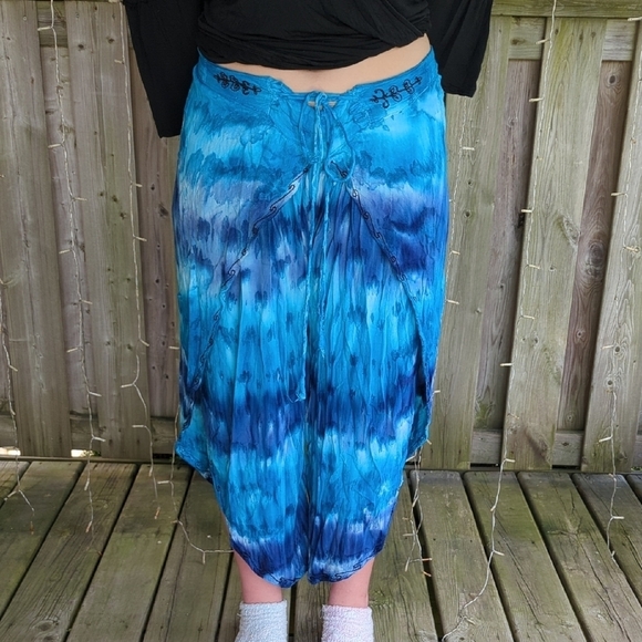 Shiva Fashions Pants - *Free With Purchase* Blue Tye Dye Wrap Pants